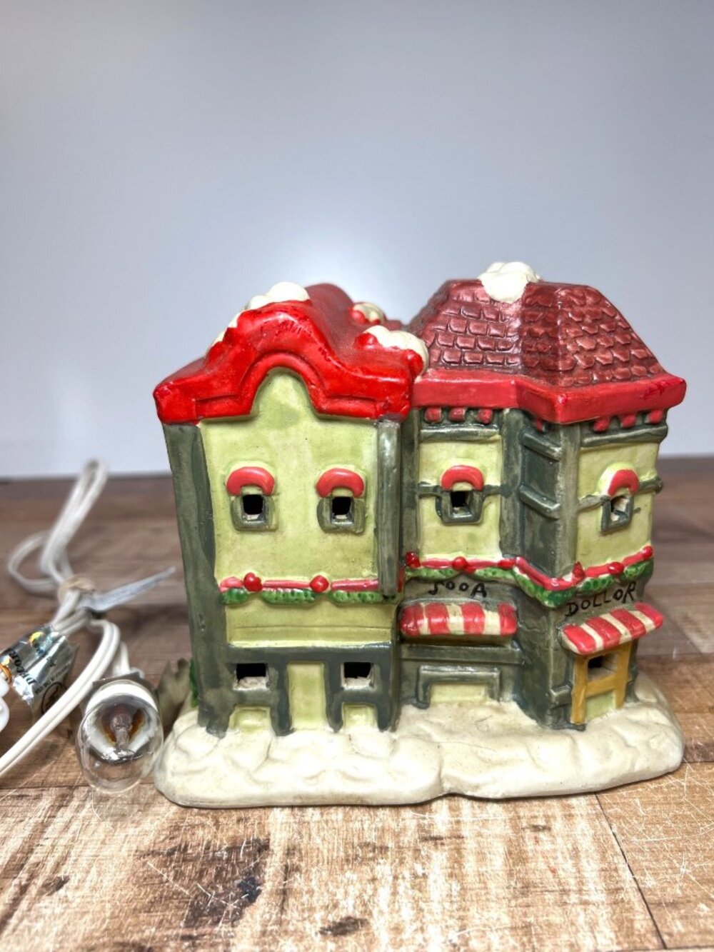 Vintage Ceramic Christmas Village Building With Light Decor Cinema & Fountain